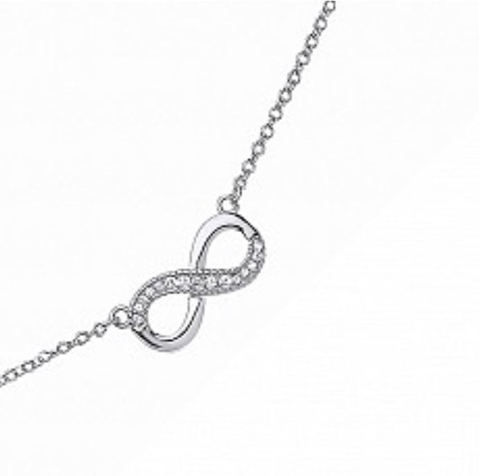 STERLING SILVER CUBIC ZIRCONIA INFINITY NECKLACE