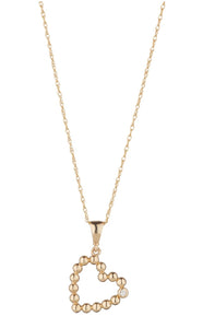 9CT YELLOW GOLD BALL HEART PENDANT WITH CZ