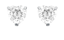 Load image into Gallery viewer, STERLING SILVER 6MM CUBIC ZIRCONIA HEART EARRINGS