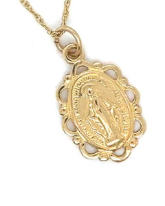 9CT GOLD DETAILED EDGE MIRACULOUS MEDAL