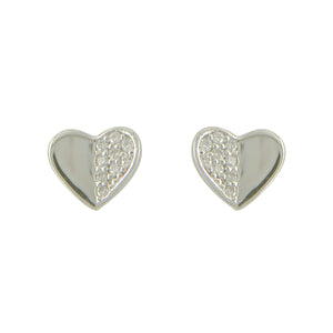 STERLING SILVER GLITTERING HEART EARRINGS