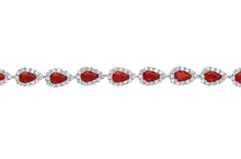 Load image into Gallery viewer, STERLING SILVER RUBY PEAR SHAPED LINKED TENNIS BRACELET