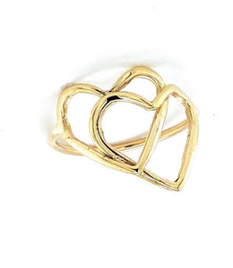 OPEN DOUBLE LOVE HEART RING CAST IN 9CT SOLID GOLD