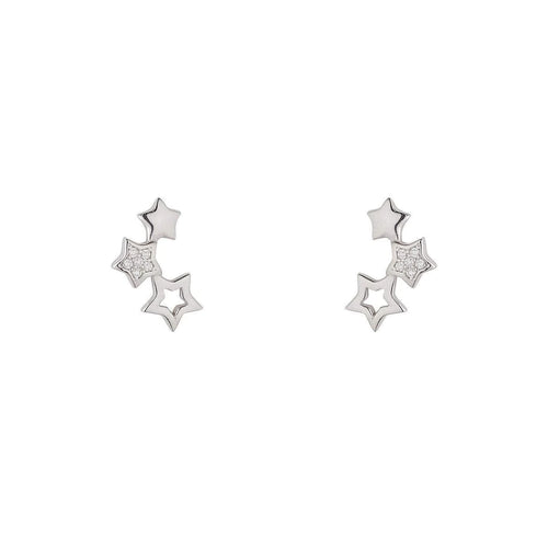 STERLING SILVER TRIPLE STAR EAR CLIMBER EARRINGS