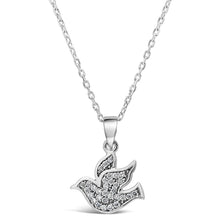 Load image into Gallery viewer, STERLING SILVER CUBIC ZIRCONIA DOVE PENDANT