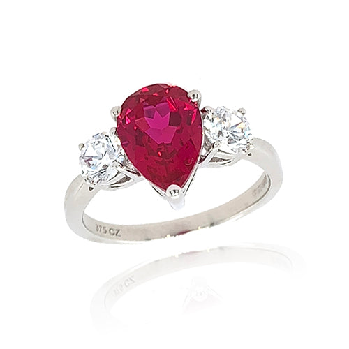 9CT WHITE GOLD PEAR CUT RUBY RING