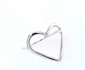 OPEN LOVE HEART RING CAST IN STERLING SILVER