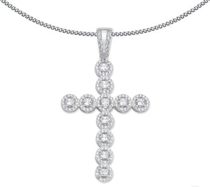 LARGE STERLING SILVER CUBIC ZIRCONIA CROSS