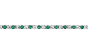 STERLING SILVER CUBIC ZIRCONIA AND EMERALD TENNIS BRACELET