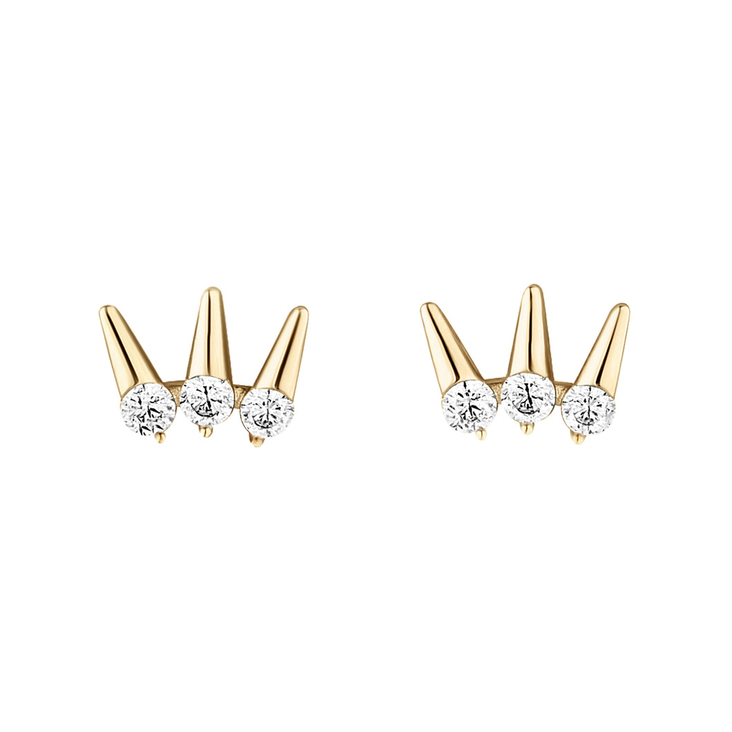 9CT YELLOW GOLD CROWN EARRINGS