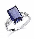 STERLING SILVER BAGUETTE CUT SAPPHIRE RING