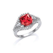 Load image into Gallery viewer, STERLING SILVER RUBY CUBIC ZIRCONIA FANCY DRESS RING