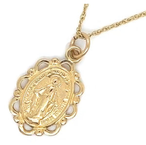9CT GOLD DETAILED EDGE MIRACULOUS MEDAL