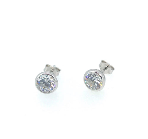 STERLING SILVER 4MM CUBIC ZIRCONIA STUD EARRINGS