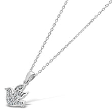 Load image into Gallery viewer, STERLING SILVER CUBIC ZIRCONIA DOVE PENDANT