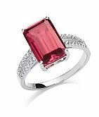 STERLING SILVER BAGUETTE CUT RUBY RING