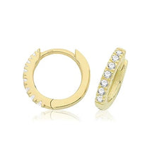 Load image into Gallery viewer, 9CT YELLOW GOLD CUBIC ZIRCONIA HUGGIE EARRINGS