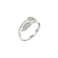 Load image into Gallery viewer, STERLING SILVER CROSS OVER LEAF RING