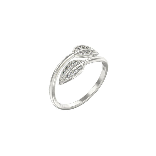 STERLING SILVER CROSS OVER LEAF RING