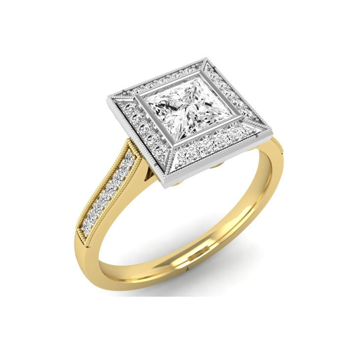 9CT GOLD PRINCESS CUT DIAMOND RING