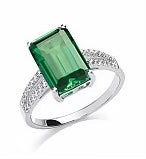 STERLING SILVER BAGUETTE CUT EMERALD RING