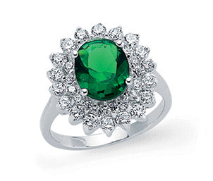 STERLING SILVER EMERALD GEMSTONE RING