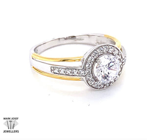 9CT GOLD 2 TONE HALO RING