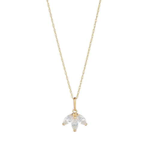 9CT YELLOW GOLD 3 MARQUISE LOTUS LEAF NECKLACE