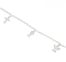 Load image into Gallery viewer, STERLING SILVER AND ZIRCONIA ANGEL CHALICE CROSS BRACELET