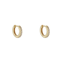 Load image into Gallery viewer, 18CT YELLOW GOLD PLATED STERLING SILVER CUBIC SET HUGGIE EARRINGS