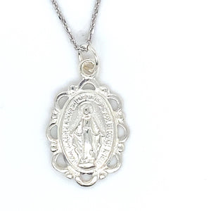SILVER DETAILED EDGE MIRACULOUS MEDAL