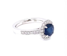 Load image into Gallery viewer, 18CT WHITE GOLD SAPPHIRE DIAMOND HALO RING