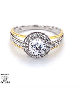 9CT GOLD 2 TONE HALO RING