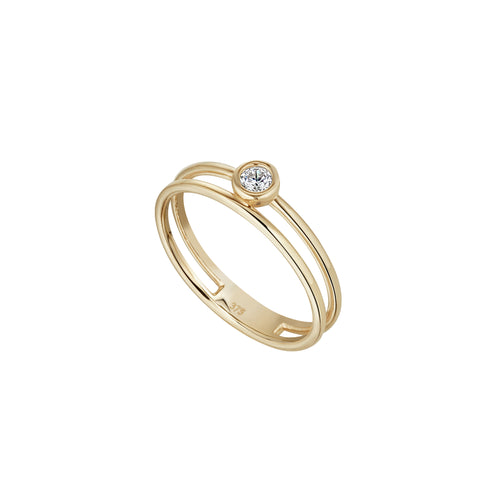 9CT YELLOW GOLD POLISHED CUBIC ZIRCONIA DOUBLE BAND