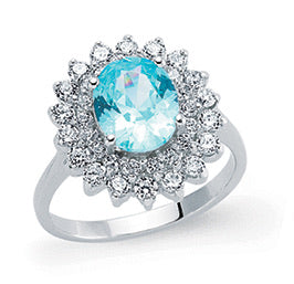 STERLING SILVER AQUAMARINE GEMSTONE RING