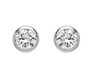STERLING SILVER 7MM CUBIC ZIRCONIA SOLITAIRE STUD EARRINGS