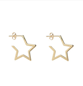 9ct Gold Star Hoop Earrings