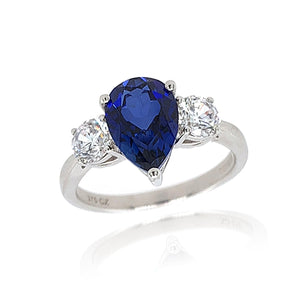 9CT WHITE GOLD PEAR CUT SAPPHIRE RING