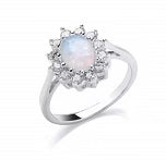 Load image into Gallery viewer, STERLING SILVER OPAL CUBIZ ZIRCONIA RING