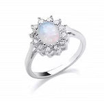 STERLING SILVER OPAL CUBIZ ZIRCONIA RING