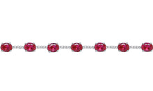 Load image into Gallery viewer, STERLING SILVER OVAL RUBY CUBIC ZIRCONIA BRACELET