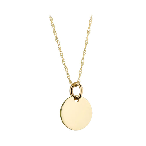 9CT YELLOW GOLD DISC PENDANT - PERSONALISE ME