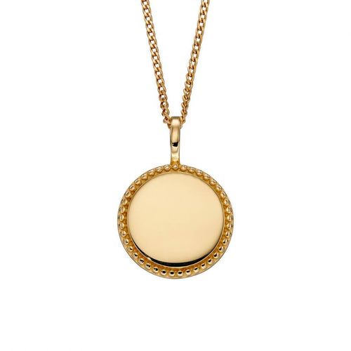 GOLD PLATED PERSONALISE MILLEGRAIN DISC NECKLACE