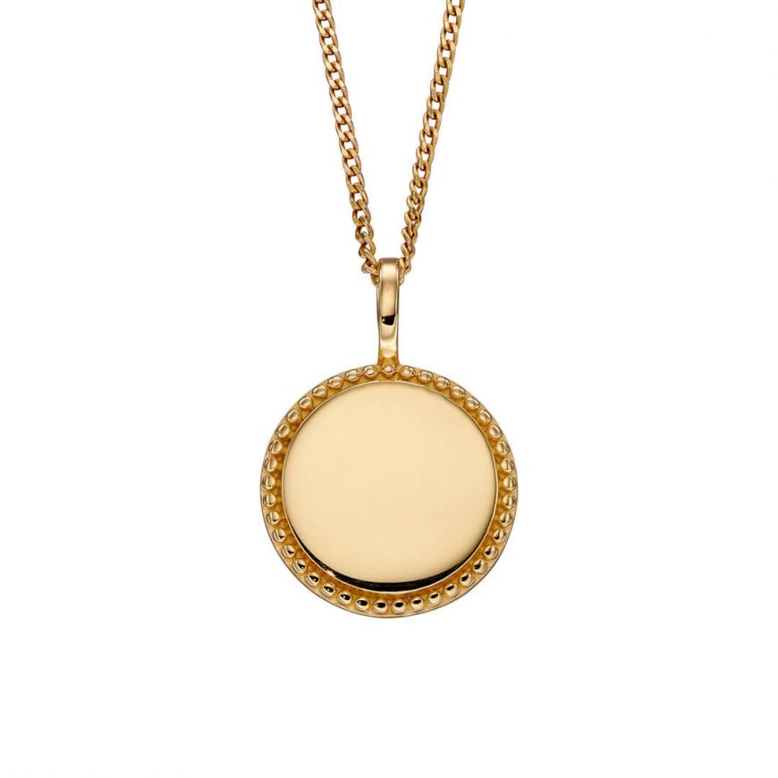 GOLD PLATED PERSONALISE MILLEGRAIN DISC NECKLACE