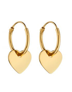 SMALL YELLOW GOLD PLATED PERSONALISED HEART HOOP EARRING