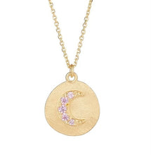 Load image into Gallery viewer, 9CT YELLOW GOLD PINK MOON COIN NECKLACE