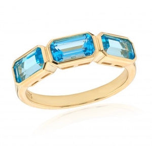 9CT RICH YELLOW GOLD SWISS BLUE TOPAZ RING