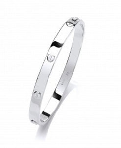 STERLING SILVER RHODIUM PLATED SCREW HINGE BANGLE