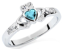 Load image into Gallery viewer, STERLING SILVER BIRTHSTONE CLADDAGH RING