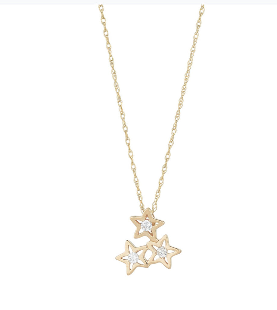 9CT GOLD OPEN STAR CLUSTER PENDANT